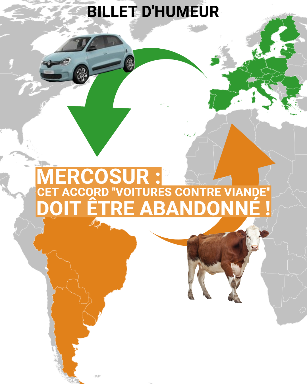 Mercosur : cet accord « voitures contre viande » doit être abandonné !